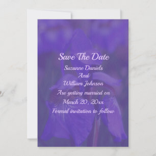 Paarse iris bloem bruiloft save the date