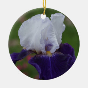 Paarse Iris Bloem Kerstversiering Keramisch Ornament