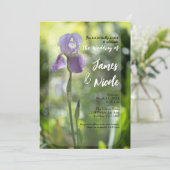 Paarse Iris Bloem Lentebloei Bruiloft Kaart (Staand voorkant)
