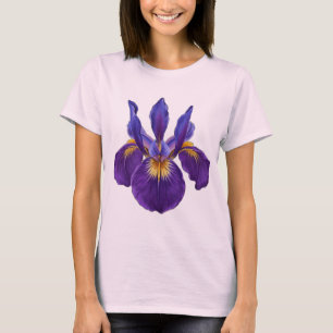 Paarse Iris Bloem Waterverf Elegante Botanische T-shirt
