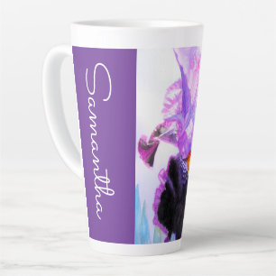 Paarse Iris Bloem Waterverf Vrouw Irissen Latte Mok