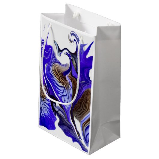 Paarse iris bloem wervelt klein cadeauzakje (Achterkant Gekanteld)