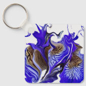 Paarse iris bloem wervelt sleutelhanger (Voorkant)