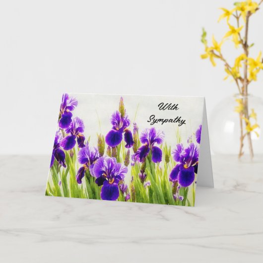 Paarse iris bloemen bloemensympathie kaart (Gele Bloem)