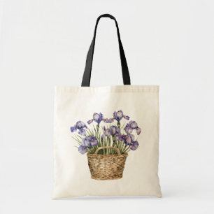Paarse Iris Bloemen Mand Tote Bag