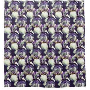 Paarse Iris Bloemen Natuur Patroon Douchegordijn