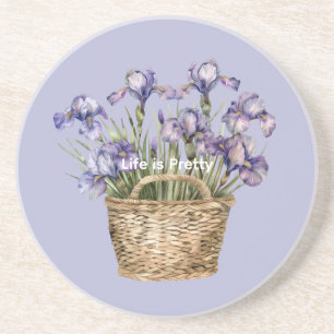 Paarse Iris Bloemen Zandsteen Onderzetter
