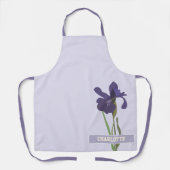 Paarse iris bloemige aangepaste naam schort (Voorkant)