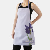Paarse iris bloemige aangepaste naam schort (Insitu)