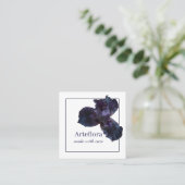 Paarse iris bloemist winkel branding branded vierkante visitekaartje (Staand voorkant)