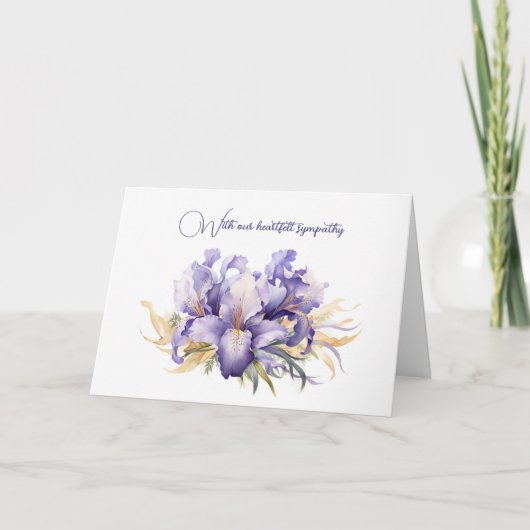 Paarse iris boeket sympathie kaart (Voorkant)