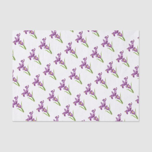 Paarse Iris Botanische Floral Art Tissuepapier (Voorkant)