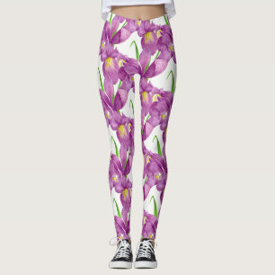 Paarse Iris Botanische Floral Kunst Leggings