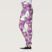 Paarse Iris Botanische Floral Kunst Leggings (Links)