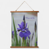 Paarse Iris botanische fotografie Hangend Wandkleed (Voorkant)