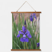 Paarse Iris botanische fotografie Hangend Wandkleed (Voorkant 2)