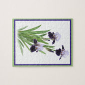 Paarse Iris Botanische Kunst Legpuzzel (Horizontaal)