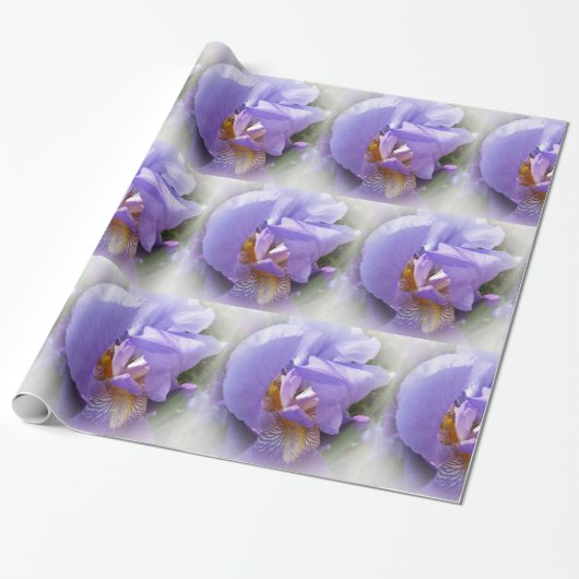 paarse iris cadeaupapier (Uitgerold)
