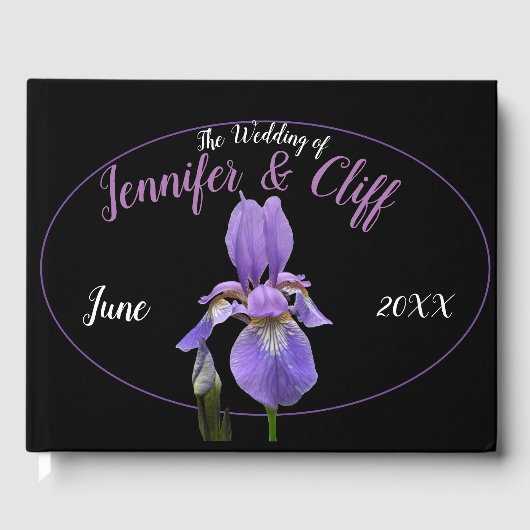 Paarse Iris Elegant Gastenboek (Voorkant)