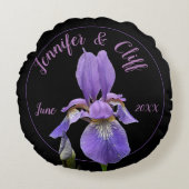 Paarse Iris Elegant-herdenking Rond Kussen (Voorkant)