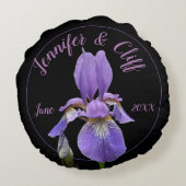 Paarse Iris Elegant-herdenking Rond Kussen (Achterkant)