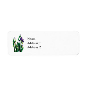 Paarse Iris en Knoppen Etiket