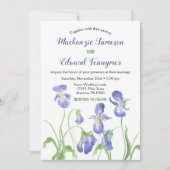 Paarse Iris Floral Wedding Invitation Kaart (Voorkant)