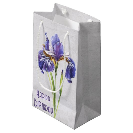 Paarse Iris Flower Birthday Klein Cadeauzakje (Voorkant Gekanteld)