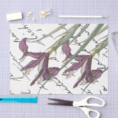 Paarse Iris Flower French Script  Decoupage Tissuepapier (Craft)
