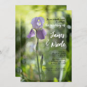 Paarse Iris Flower Green Spring Wedding Kaart (Voorkant / Achterkant)