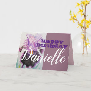 Paarse Iris Flower Happy Birthday Vrouwen Naam Kaa Kaart