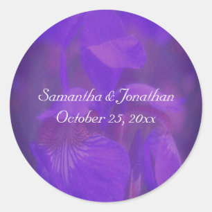 Paarse Iris Flower Wedding Personalized Ronde Sticker