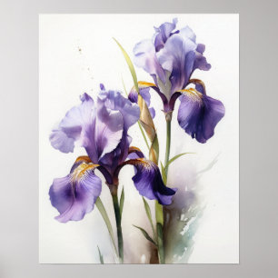 Paarse Iris Flowers Art Print Poster