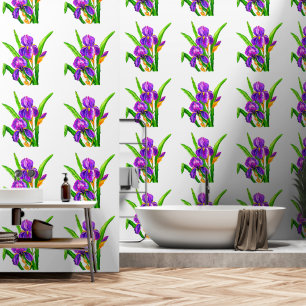 Paarse Iris Flowers Behang