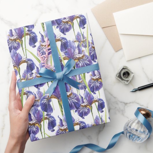 Paarse Iris Flowers Cadeaupapier (Geschenken)
