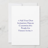 Paarse Iris Flowers Custom Garden Invitation Kaart (Achterkant)