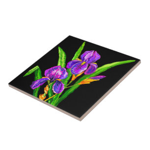 Paarse Iris Flowers Keramische Tegel - Kies kleur Tegeltje
