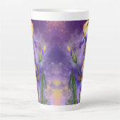 Paarse Iris Flowers Latte Mok Irises Painting (Voorkant)
