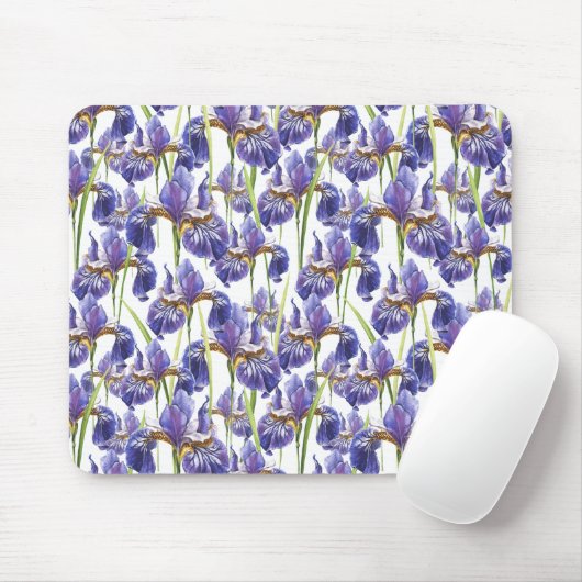 Paarse Iris Flowers Muismat (Met muis)