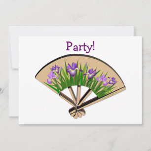 Paarse Iris Flowers op Japans Fan Design Kaart