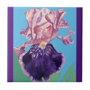 Paarse Iris Flowers waterverf irises keramische Te Tegeltje