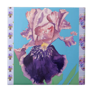 Paarse Iris Flowers waterverf irish Ceramic Tile Tegeltje