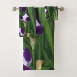 Paarse Iris Garden Bad Handdoek
