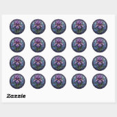 Paarse iris Glas in lood Ronde Sticker (Vel)