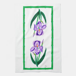 Paarse Iris (Green Trim) 16 x 24-inch handdoek