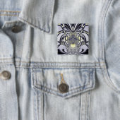 Paarse Iris Heilige Geometrie Fractale Kunst Vierkante Button 5,1 Cm (In situ)
