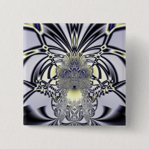Paarse Iris Heilige Geometrie Fractale Kunst Vierkante Button 5,1 Cm