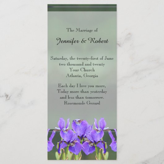 Paarse iris huwelijksprogramma programma (Voorkant)