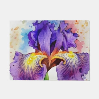 Paarse iris in Waterverf Deurmat