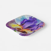 Paarse iris in Waterverf Papieren Bordje (Gebogen)